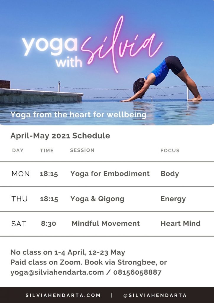 Yoga with Silvia - April May 2021 Public Group Online Yoga Class Schedule